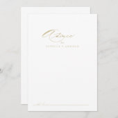 Elegant Modern Calligraphy Gold Wedding Advieskaart (Voorkant / Achterkant)