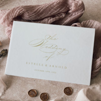 Elegant Modern Calligraphy Gold Wedding Gastenboek