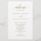 Elegant modern Calligraphy Gold Wedding Programme (Voorkant)