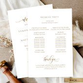 Elegant modern Calligraphy Gold Wedding Programme
