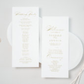 Elegant modern Calligraphy Gold Wedding Programme Programmakaart