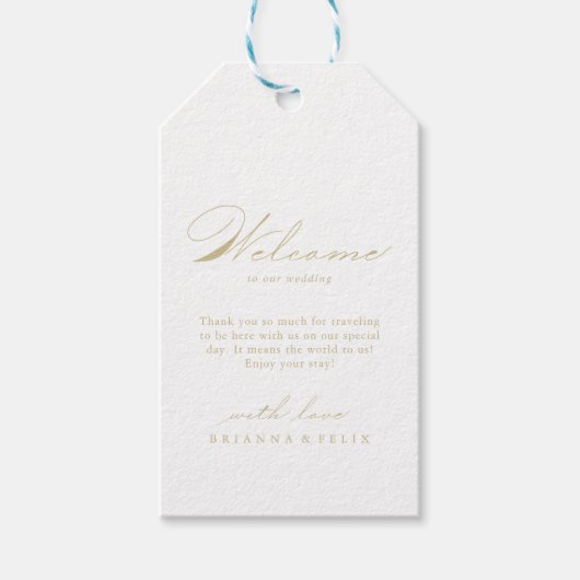 Elegant Modern Calligraphy Gold Wedding Welcome Cadeaulabel (Voorkant)