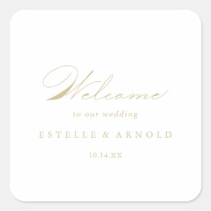 Elegant Modern Calligraphy Gold Wedding Welcome Vierkante Sticker
