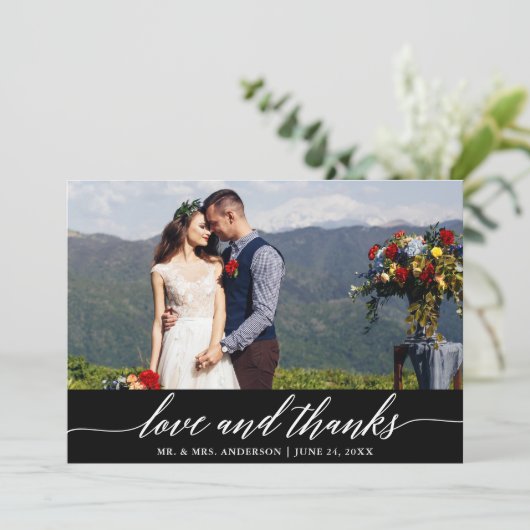 Elegant Modern Calligraphy Love Bedankt Wedding B (Staand voorkant)