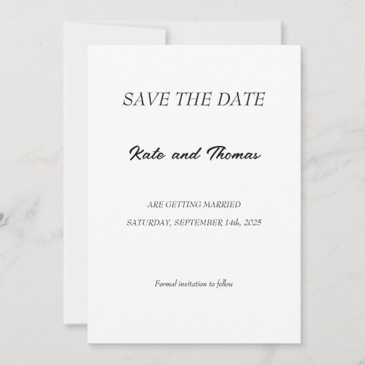 Elegant Modern Calligraphy Minimalist Chic Wedding Save The Date (Voorkant)