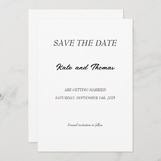 Elegant Modern Calligraphy Minimalist Chic Wedding Save The Date (Voorkant / Achterkant)