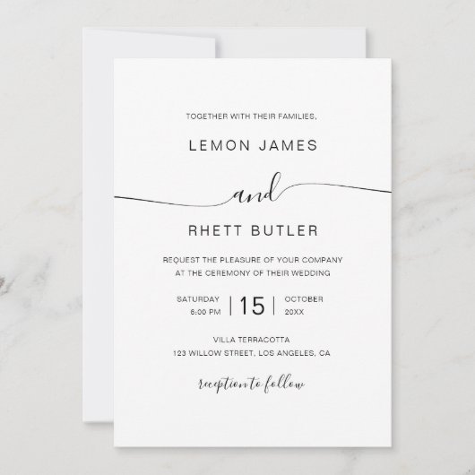 Elegant Modern Calligraphy Minimalist Wedding Kaart (Voorkant)