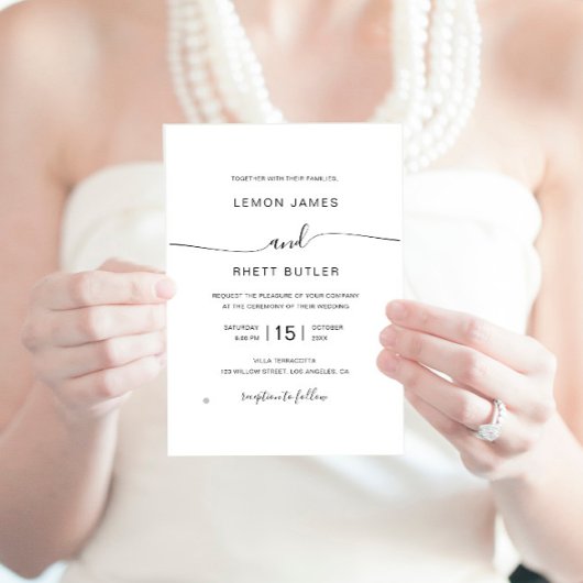 Elegant Modern Calligraphy Minimalist Wedding Kaart