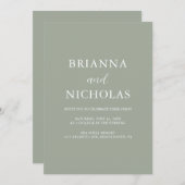 Elegant Modern Calligraphy Sage Green Wedding Kaart (Voorkant / Achterkant)