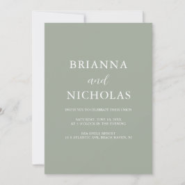 Elegant Modern Calligraphy Sage Green Wedding Kaart
