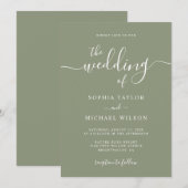 Elegant Modern Calligraphy Sage Green Wedding Kaart (Voorkant / Achterkant)