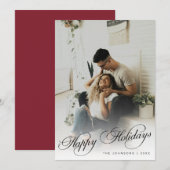 Elegant Modern Calligraphy Script Christmas Photo Feestdagenkaart (Voorkant / Achterkant)