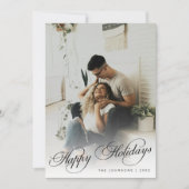 Elegant Modern Calligraphy Script Christmas Photo Feestdagenkaart (Voorkant)