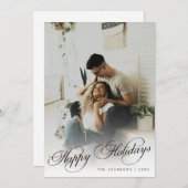 Elegant Modern Calligraphy Script Christmas Photo Feestdagenkaart (Voorkant / Achterkant)