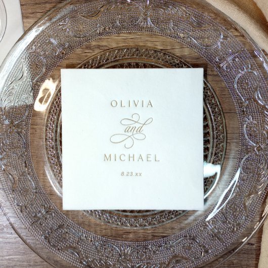 Elegant Modern Calligraphy Script Wedding Gold Folie Servetten