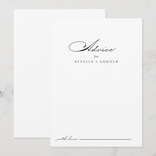 Elegant Modern Calligraphy Wedding Advice Kaart (Voorkant / Achterkant)