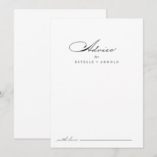Elegant Modern Calligraphy Wedding Advice Kaart