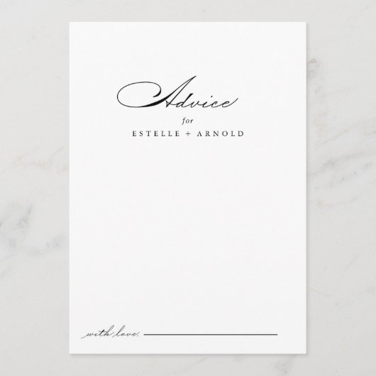 Elegant Modern Calligraphy Wedding Advice Kaart (Voorkant)