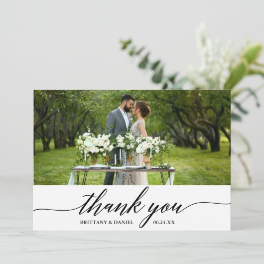 Elegant Modern Calligraphy Wedding Bedankkaart (Staand voorkant)