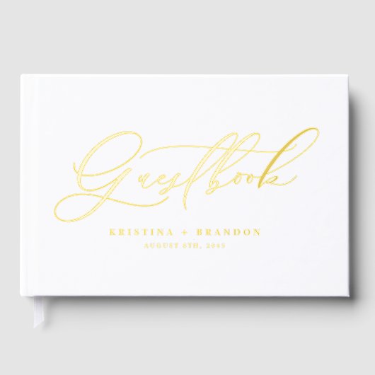 Elegant Modern Calligraphy Wedding Gastenboek (Voorkant)