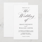 Elegant Modern Calligraphy Wedding Invitation Kaart (Voorkant / Achterkant)