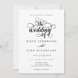 Elegant Modern Calligraphy Wedding Invitation Kaart
