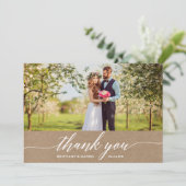 Elegant Modern Calligraphy Wedding Kraft Bedankkaart (Staand voorkant)