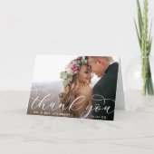Elegant Modern Calligraphy Wedding Photo Fold Bedankkaart (Voorkant)