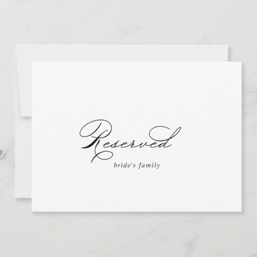 Elegant Modern Calligraphy Wedding Reserved Sign (Voorkant)