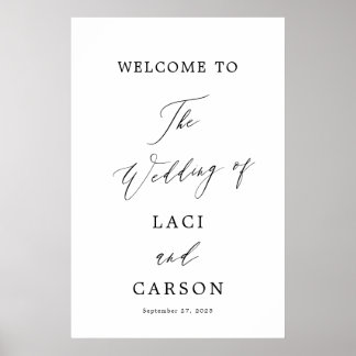 Elegant Modern Calligraphy Wedding Welcome Sign Poster