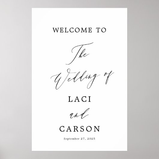 Elegant Modern Calligraphy Wedding Welcome Sign Poster (Voorkant)