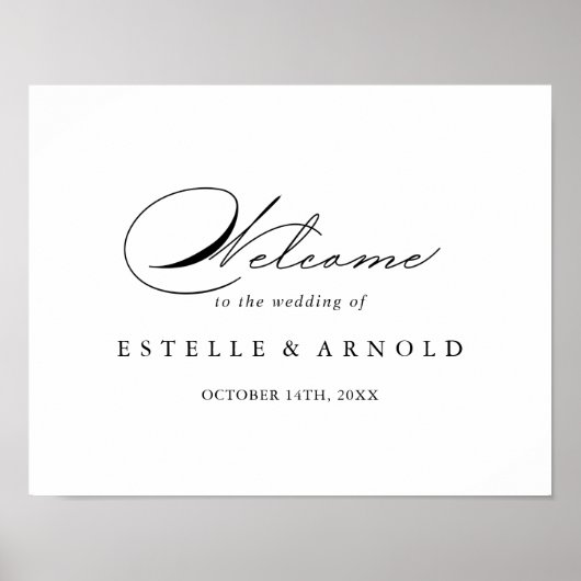 Elegant Modern Calligraphy Wedding Welcome Sign Poster (Voorkant)