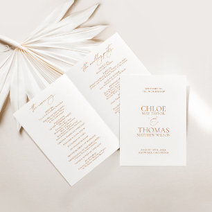 Elegant Modern Calligraphy White Wedding Folder Programma
