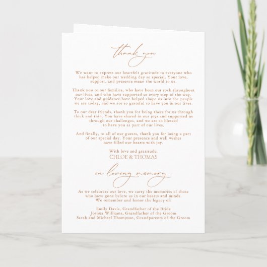 Elegant Modern Calligraphy White Wedding Folder Programma (Achterkant)