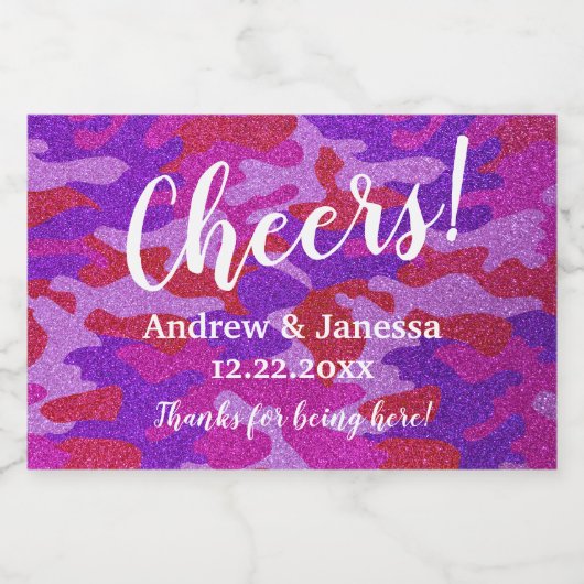 Elegant modern Camouflage Glitter Party Wedding Sparkling Wijnetiket (Enkel label)