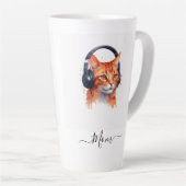 Elegant Modern Cat Mom Waterverf Sinaasappel Latte Mok (Rechterhoek)