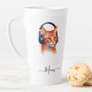 Elegant Modern Cat Mom Waterverf Sinaasappel Latte Mok