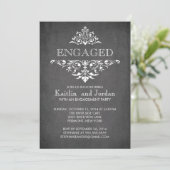 Elegant modern Chalkboard Engagement Party Kaart (Staand voorkant)