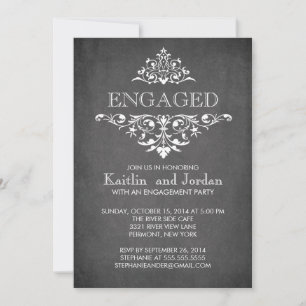 Elegant modern Chalkboard Engagement Party Kaart