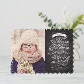 Elegant modern Chalkboard - kerstfotokaart Feestdagenkaart (Staand voorkant)