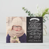 Elegant modern Chalkboard - kerstfotokaart Feestdagenkaart (Staand voorkant)