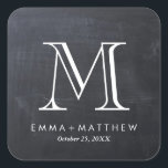 Elegant Modern Chalkboard Monogram Favor Label<br><div class="desc">Gestroomlijnd en eenvoudig modern minimalistisch typografisch ontwerp met koele faux krijtbord textuur gedrukte achtergrond en uw aangepaste bruiloft monogram,  namen en trouwdatum. Klik op "PAS HET AAN" om je eigen tekst of foto's toe te voegen. Pas lettertypen en kleuren aan om uw eigen unieke stickers en labels te ontwerpen!</div>