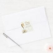 Elegant Modern Champagne Cheers 50th Birthday Vierkante Sticker (Envelop)