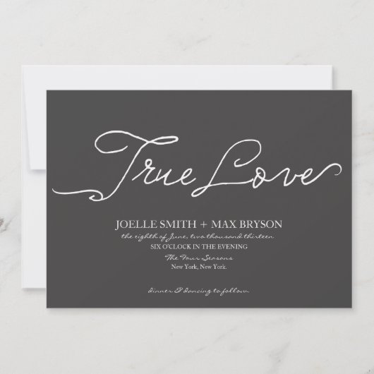 Elegant Modern Charcoal Wedding Invitation Kaart (Voorkant)