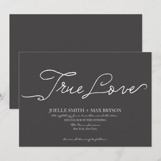 Elegant Modern Charcoal Wedding Invitation Kaart (Voorkant / Achterkant)