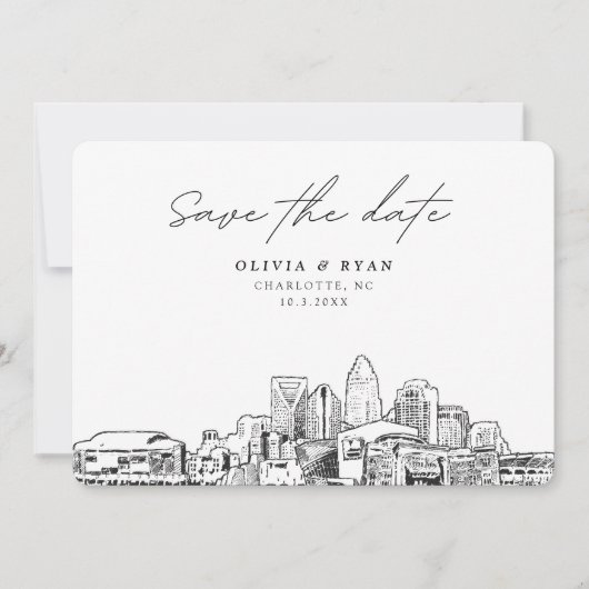 Elegant Modern Charlotte Save the Date Kaart (Voorkant)