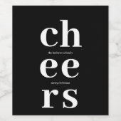 Elegant Modern Cheers | Minimalist Black  Wijn Etiket (Enkel label)