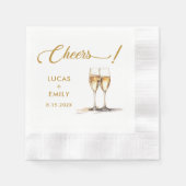 Elegant Modern Cheers Script Bril Bruiloft Servet (Voorkant)