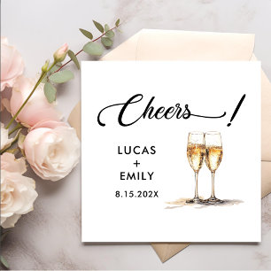 Elegant Modern Cheers Script Bril Bruiloft Servet