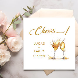 Elegant Modern Cheers Script Bril Bruiloft Servet